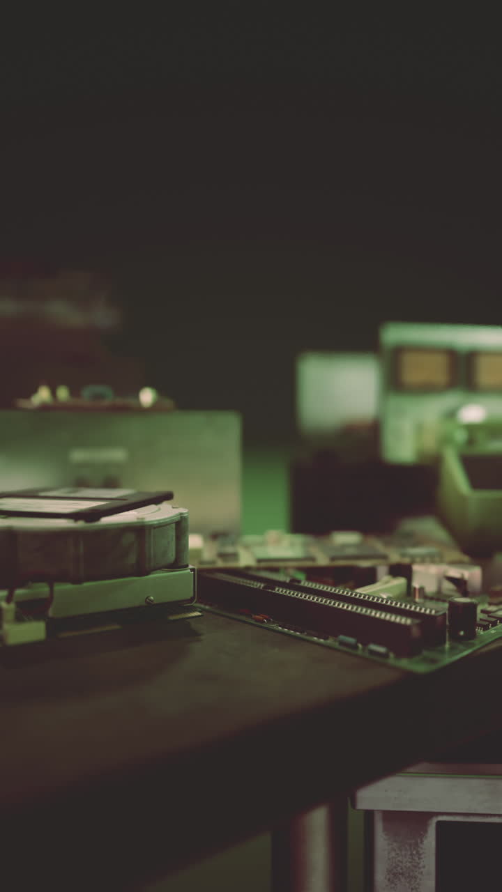 piezas de computadora en una mesa de trabajo