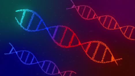 Animation-Von-DNA-Strukturen-Vor-Mehrfarbigem-Hintergrund