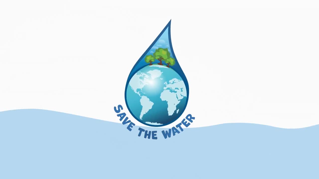 Animation of globe in water drop in sea