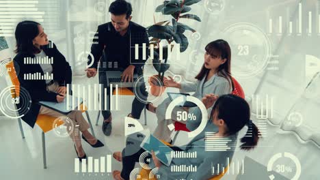 Geschäftsleute-Bei-Mitarbeiterbesprechungen-Im-Unternehmen-Mit-Visionärer-Grafik