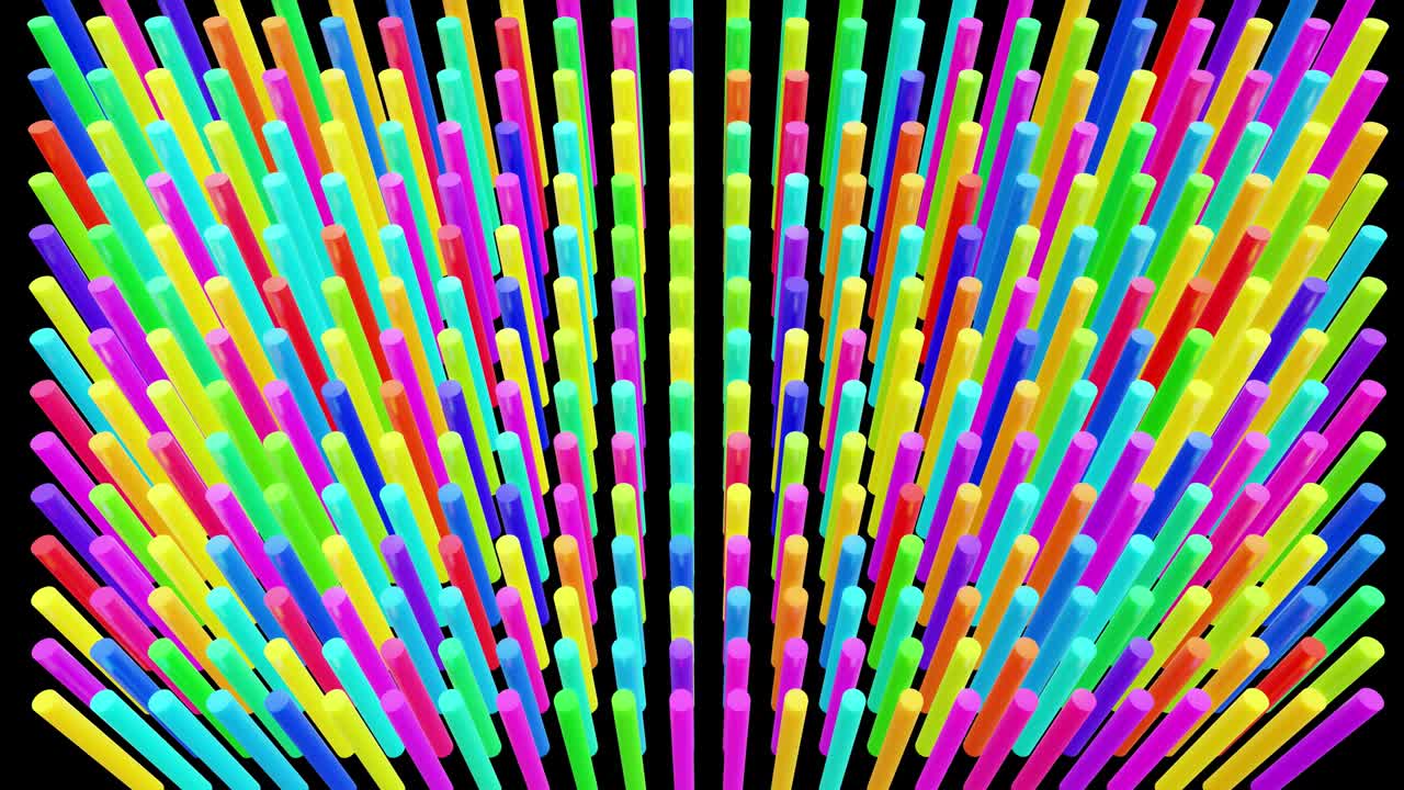 bg festivo abstracto con filas de cilindros en el plano parpadeando luz multicolor de neón al azar. bucle hermoso bg en 4k. bombillas de neón para espectáculos o eventos, exposiciones, festivales o conciertos, videos musicales