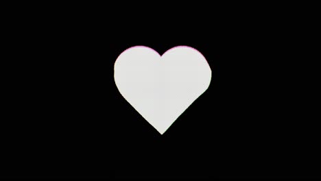 una forma de corazón se interrumpe, se tambalea y se interrumpye más por unos segundos, y luego se interrumpa