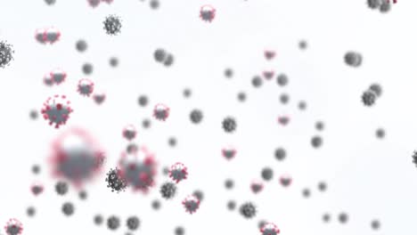 Animation-Von-Viruszellen,-Die-Auf-Weißem-Hintergrund-Schweben