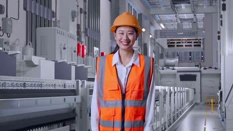 mujer ingeniera en una instalación de fabricación