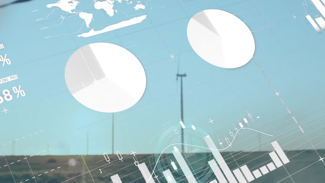 풍력 터빈에 대한 통계 및 데이터 처리 애니메이션