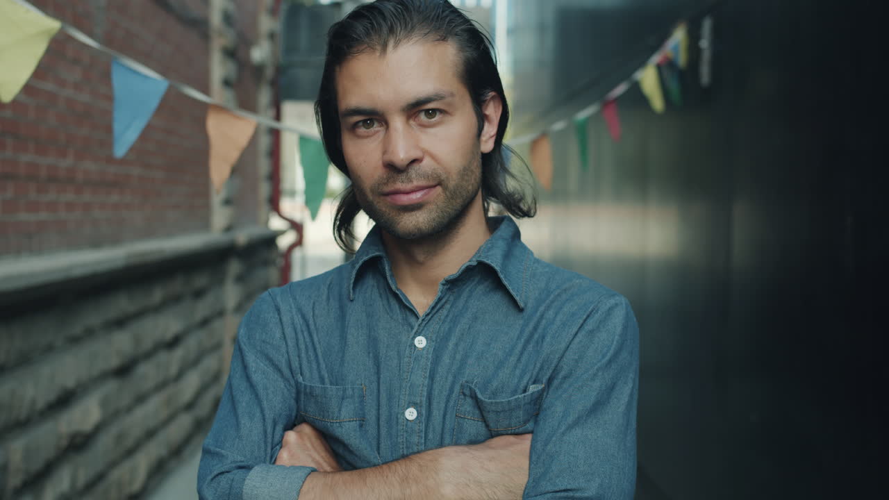 Man in a city alleyway