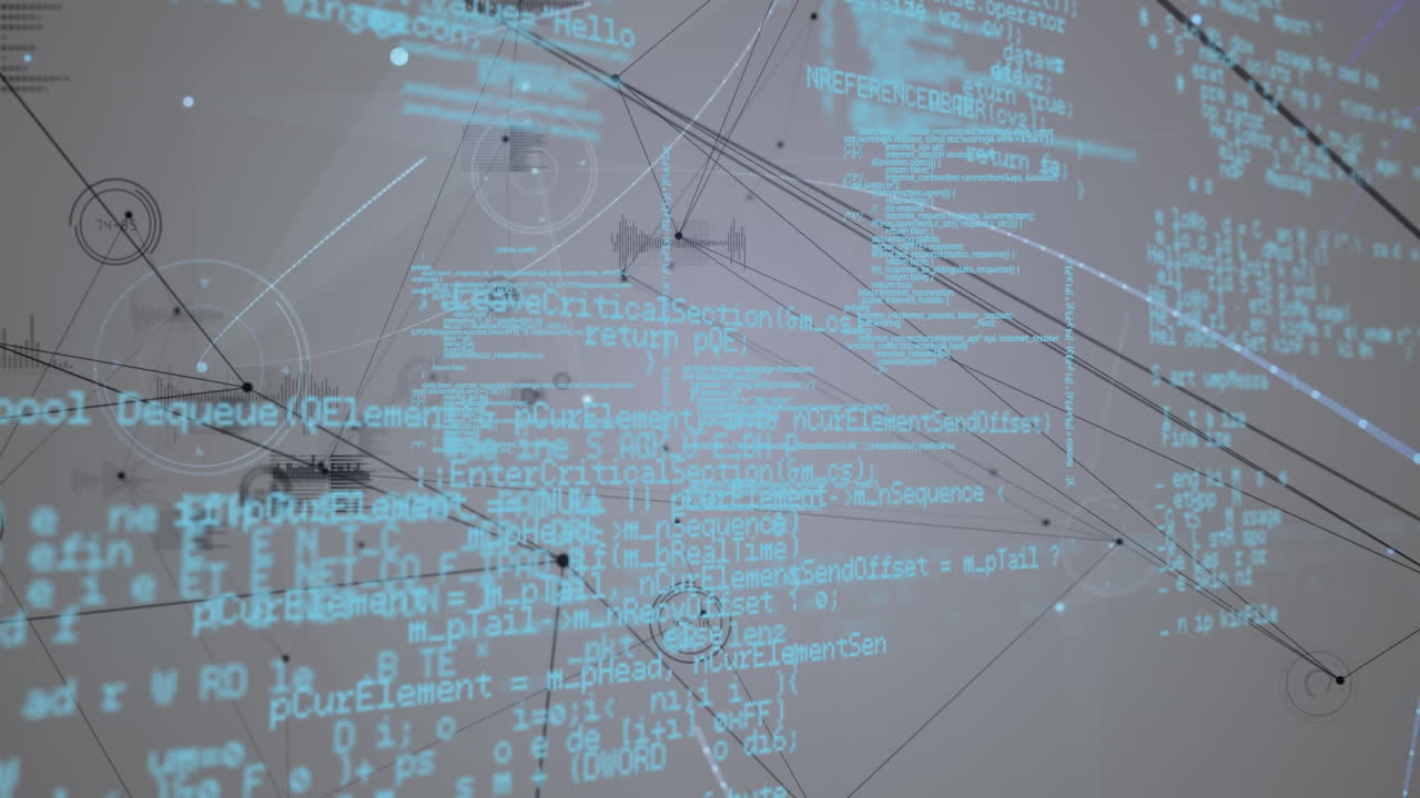 animazione dell'elaborazione dei dati e della rete di connessioni