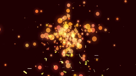 animation of confetti falling over glowing lights on black background