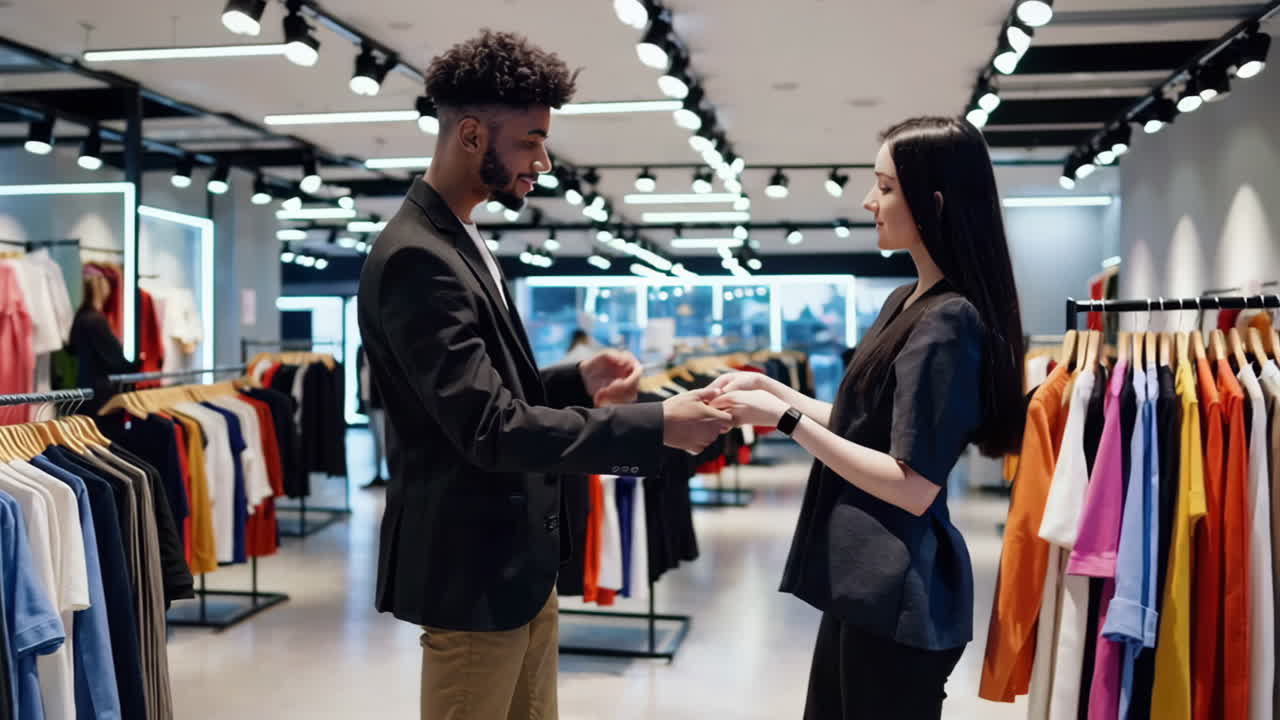 servicio al cliente en una tienda de ropa moderna