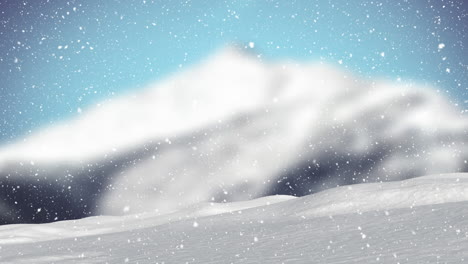 animation of falling christmas snow on winter mountain landscape