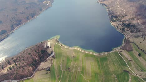 spectacular lake bohinj julian alps slovenia aerial