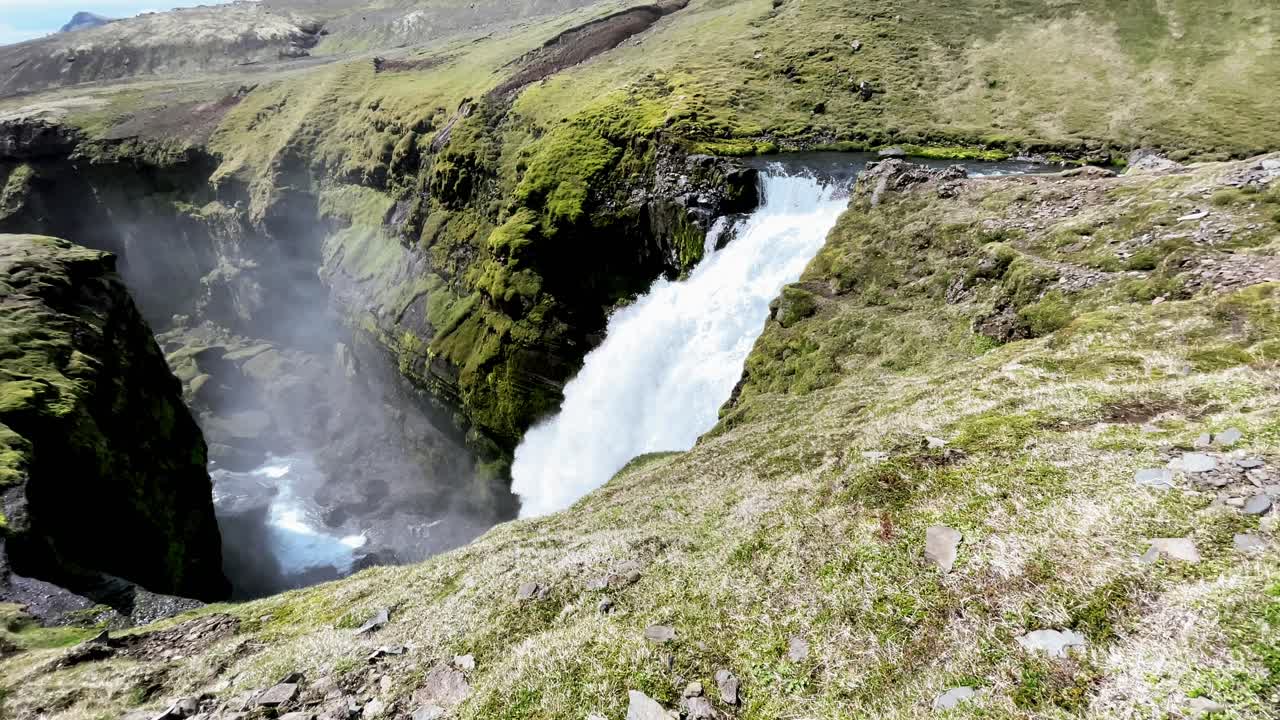 Iceland - Immerse yourself in the mystical charm of Sk&oacute;gafoss waterfall on a captivating hike through Icelandic wonders