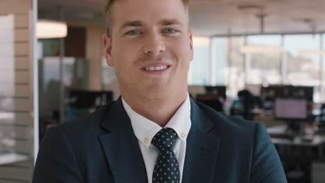 portrait successful businessman smiling confident manager in corporate office attractive male executive enjoying career in business management professional at work