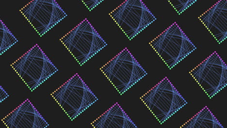 intricate pattern of colorful squares on black background