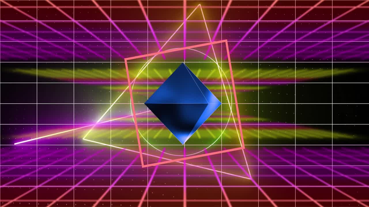 animación de la red de conexiones sobre formas de neón