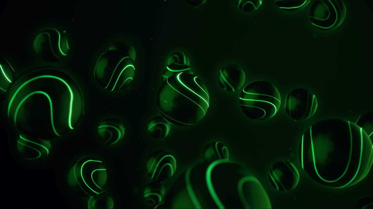 Abstract Glowing Green Spheres