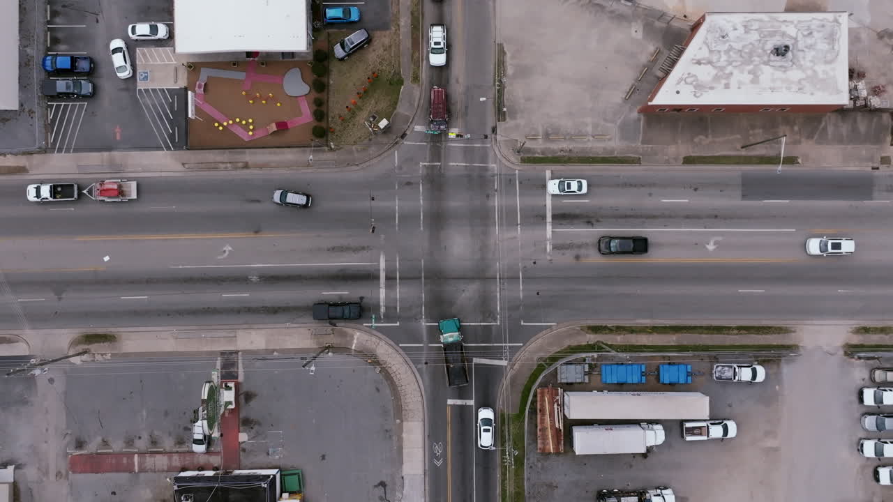 Top down aerial footage of the Holtzclaw Ave and 23rd St. intersection in Chattanooga, TN.