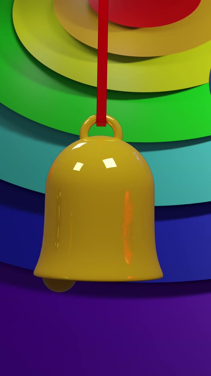 Palline di Natale colorate che oscillano su anelli color arcobaleno
