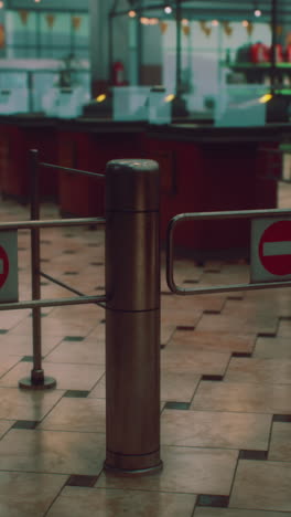 close-up of a metal gate at a store entrance