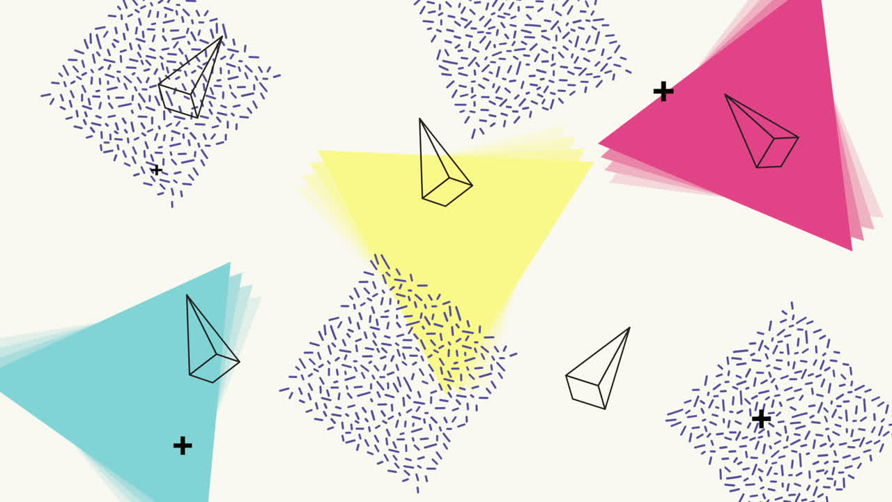colores y figuras geométricas en animación de fondo blanco