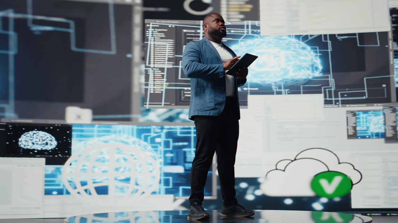 Black developer programming software and explores code snippets