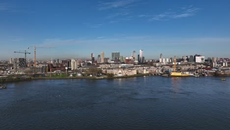 aerial view of utrecht cityscape with river and construction sites