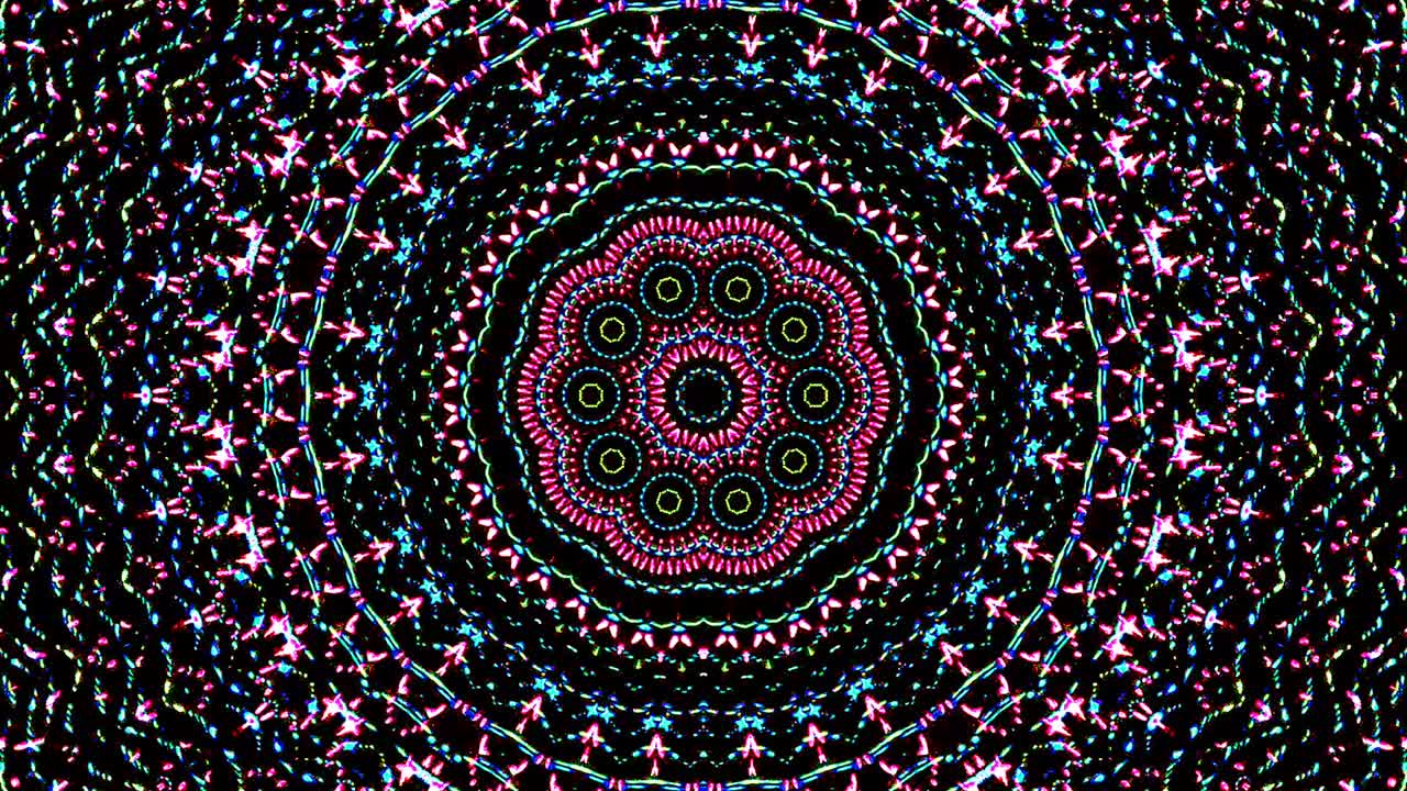 hermoso caleidoscopio abstracto que brilla, una luz radiante que regula los movimientos sutiles