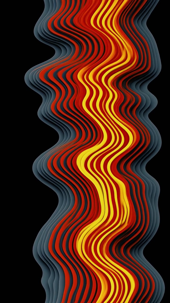 Abstract Flowing Wavy Lines in Vibrant Yellow, Orange, and Grey