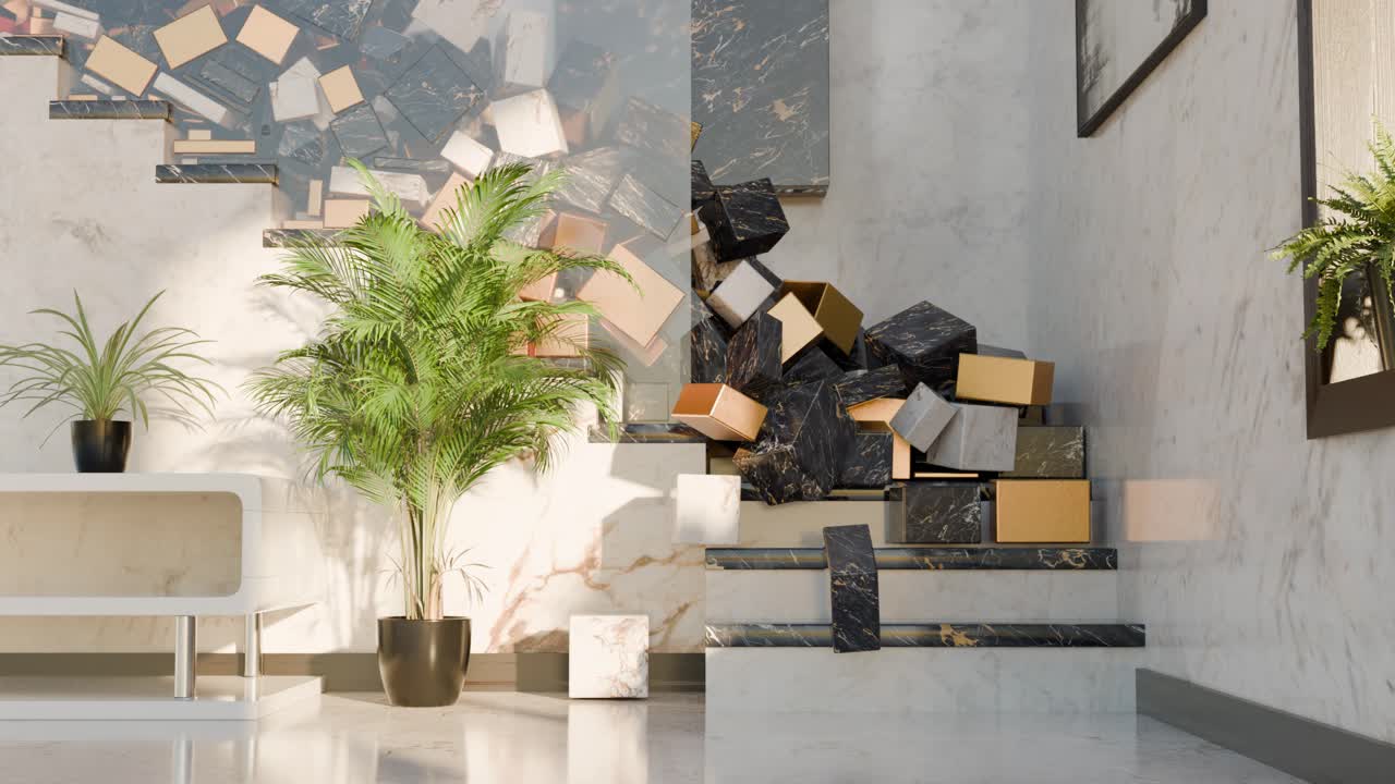 기하학적 디자인을 가진 현대적인 럭셔리 인테리어 계단