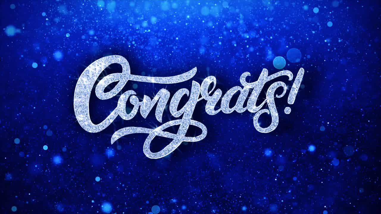Congratulations - Sparkling Blue Text