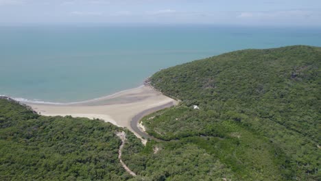 finch bay and beach off the coast of cooktown botanic gardens in summer