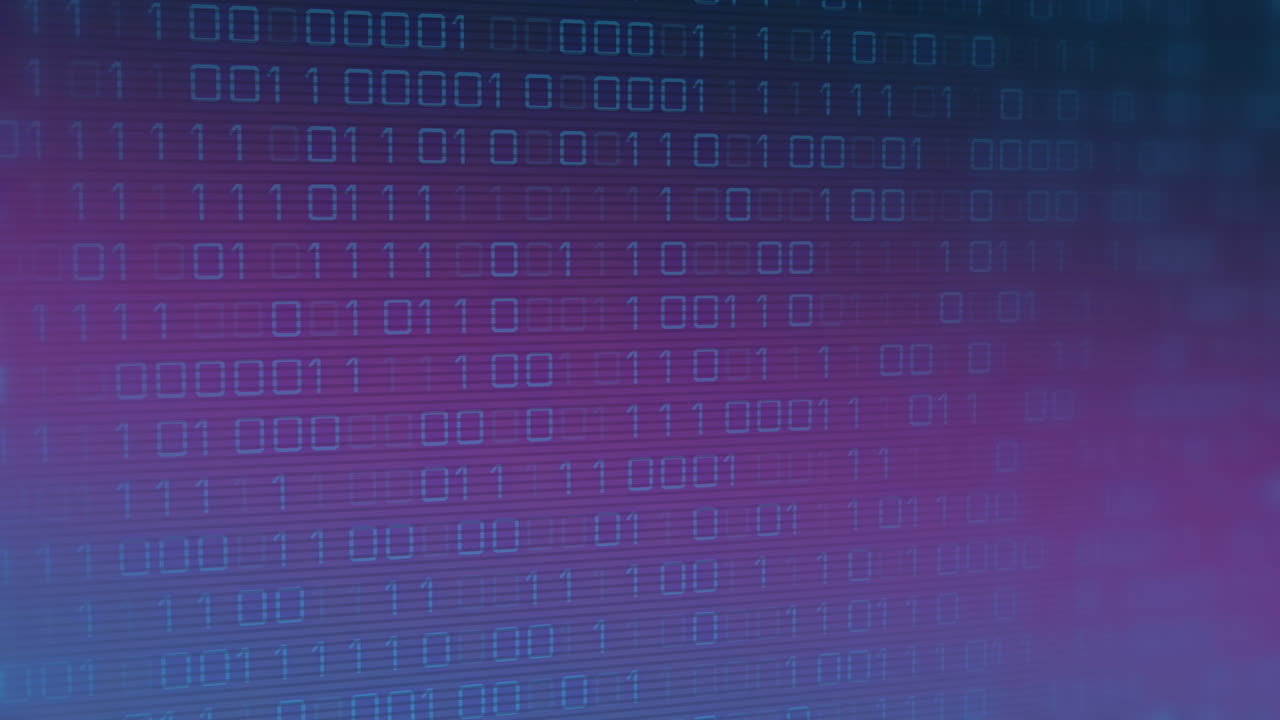 animación de la codificación binaria sobre un fondo púrpura