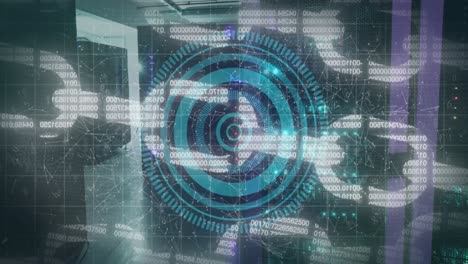 Animation of processing circle over block chain