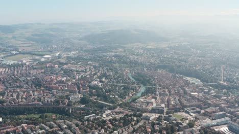 slider drone shot over central bern historical swiss capital city
