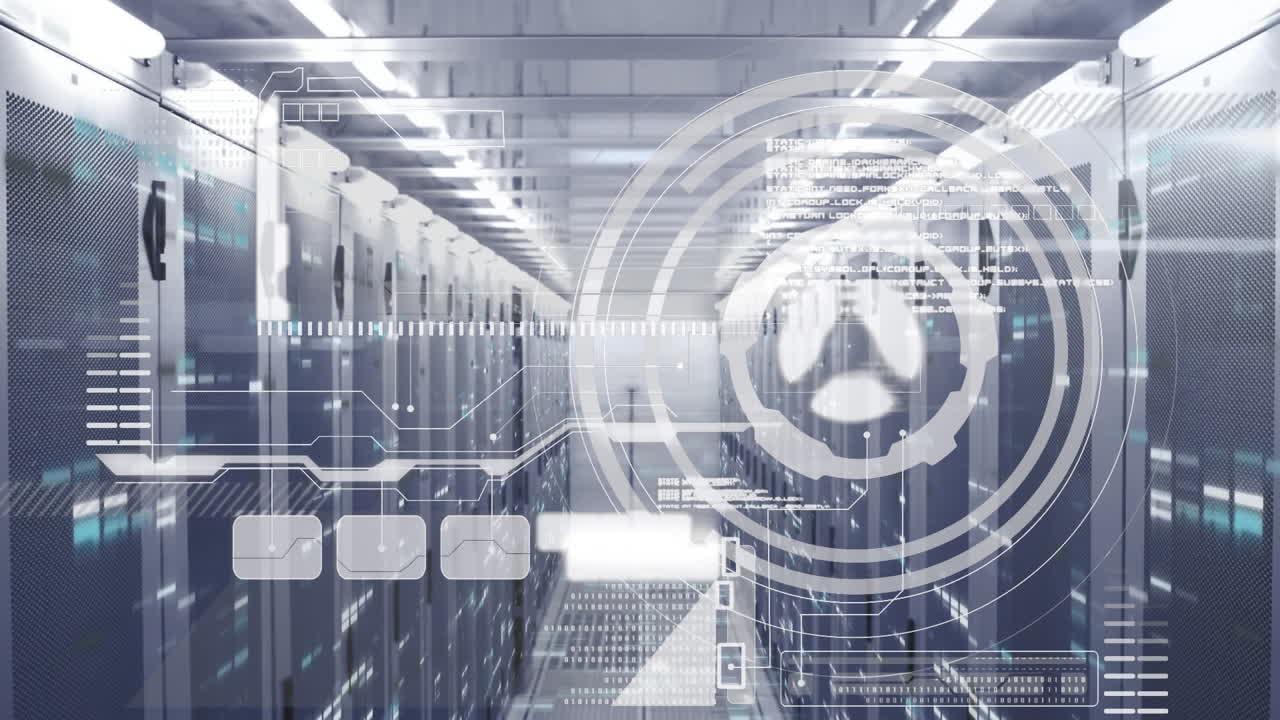 데이터 처리 및 디지털 정보 흐름의 애니메이션