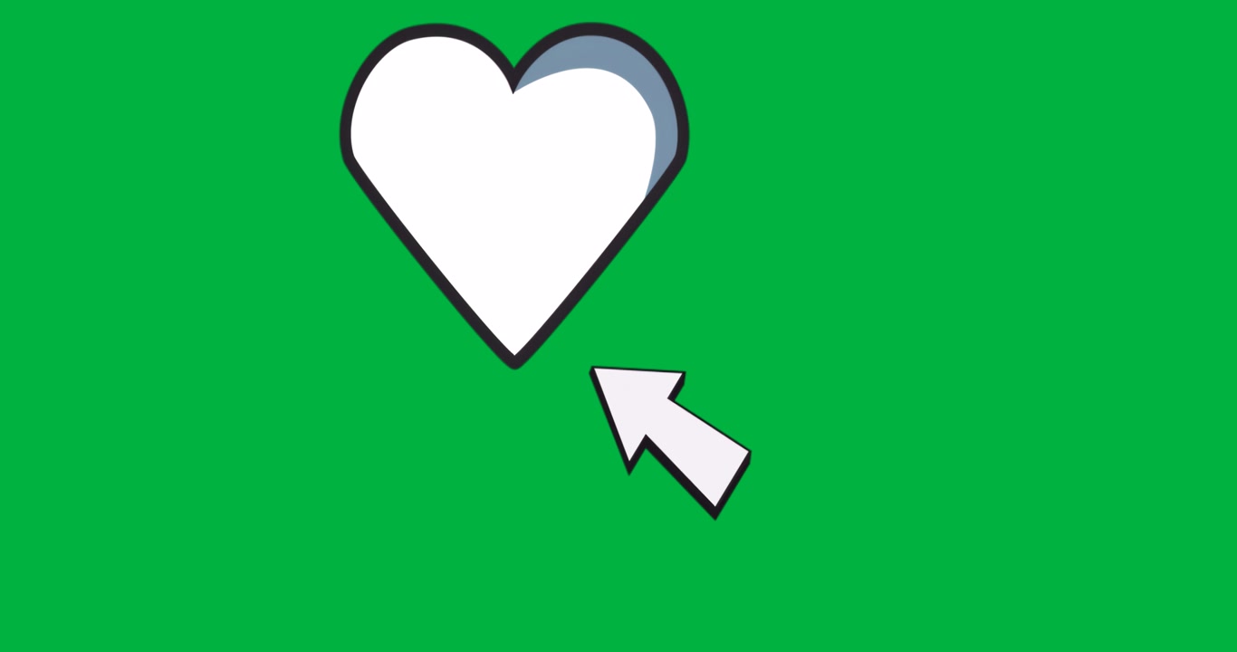Graphic icons floating on transparent backdrop, showing heart with cursor arrow for graphic design