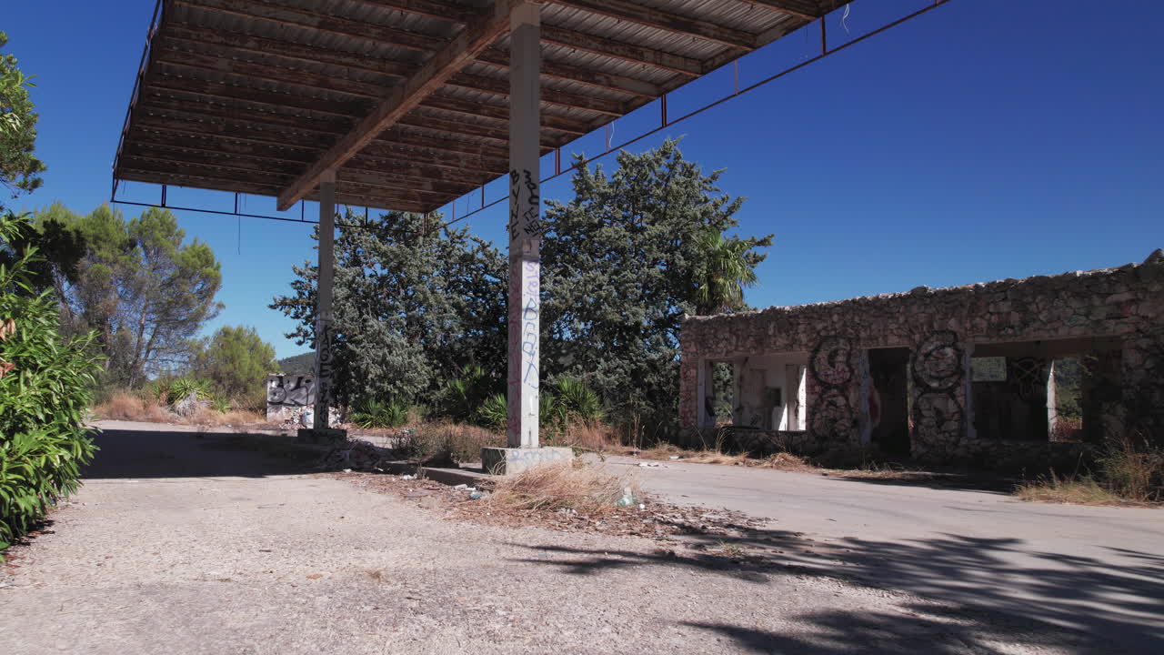 Abandoned gas station near the Embalse de Entrepeñas reservoir near Madrid