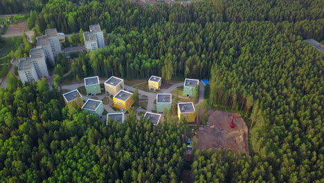 aerial view of residential complex in a forest