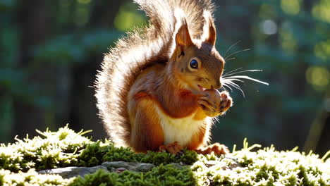 squirrel eating a nut in a forest