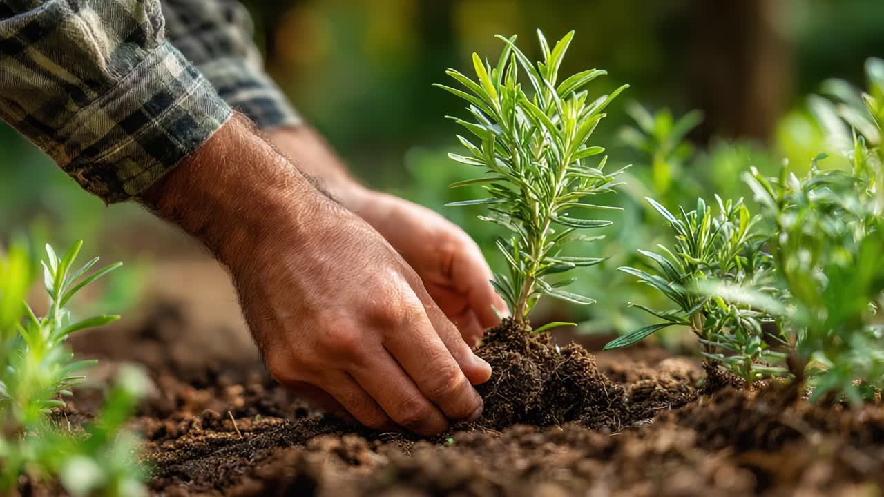 Fomentando el crecimiento: un primer plano de la plantación de arbustos jóvenes en tierra fértil, enfatizando el cuidado y la atención necesarios para una jardinería y desarrollo vegetal exitosos