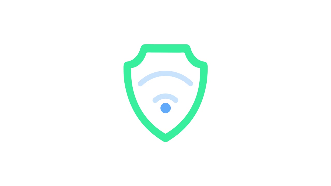 Animasjon av skjoldikon for sikkert Wi-Fi-nettverk isolert på hvit bakgrunn
