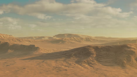 vast desert landscape bathed in golden sunlight during early morning