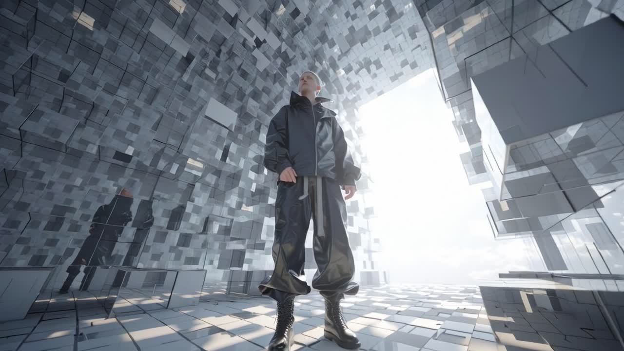 Futuristic Abstract Architecture with a Man