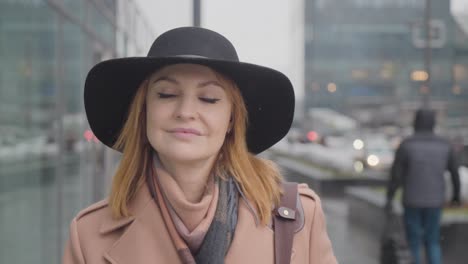 woman walking in the city