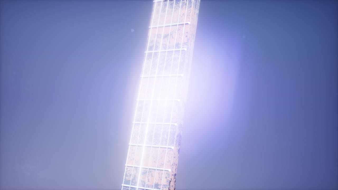 파란색 바탕에 있는 클래식 기타