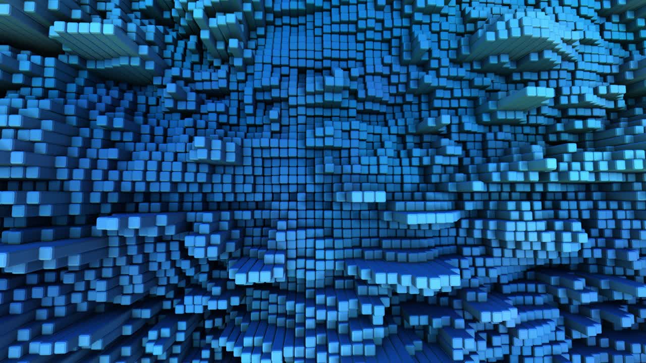 volando sobre un paisaje abstracto 3d de color azul o cian