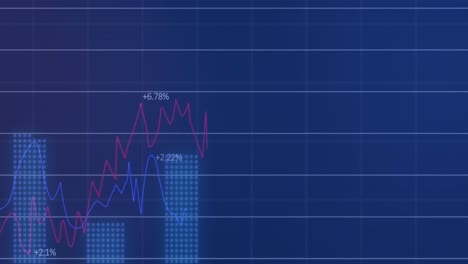 Animation-of-financial-data-processing-over-blue-background