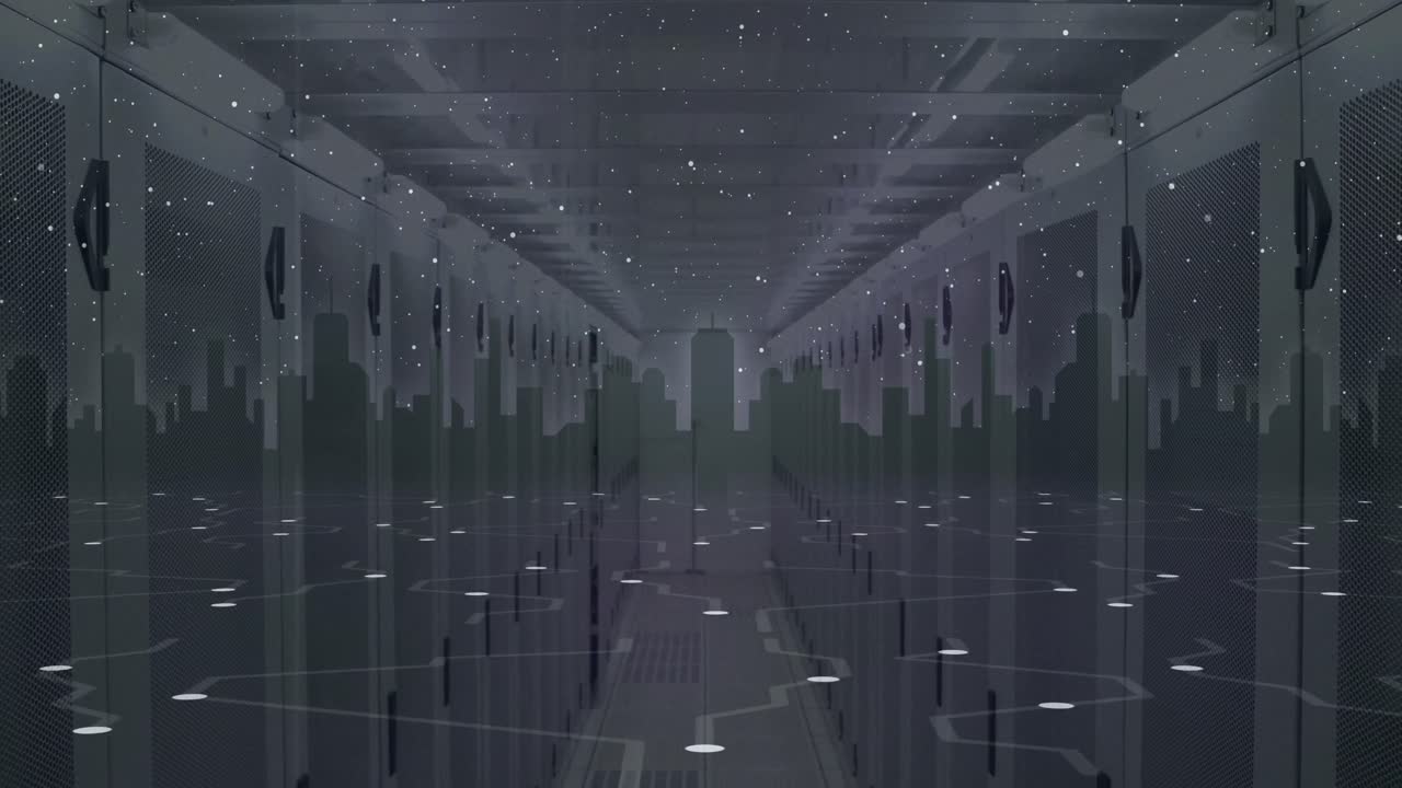 컴퓨터 서버 간의 연결 네트워크의 애니메이션