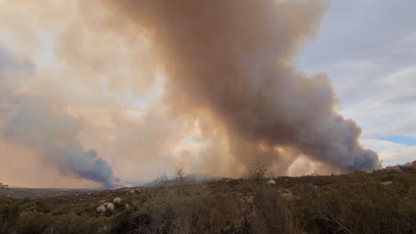 nube de incendios forestales en el bosque de las tierras altas