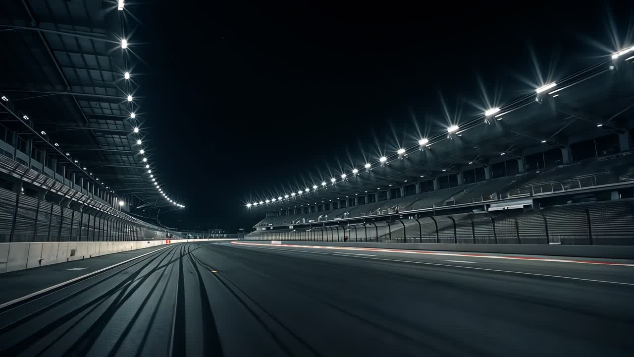 Vue de nuit d’une piste de course